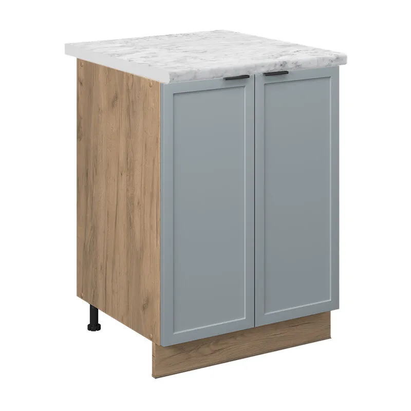  - Mobiletto base cucina Fame-Line, Blu-grigio chiaro, 60 cm , pl Marmo