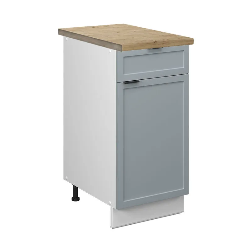  - Mobiletto base per cucina Fame-Line, Blu-grigio chiaro, 40 cm , pl Rovere