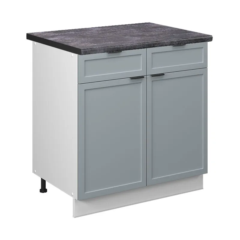 Mobiletto base per cucina Fame-Line, Blu-grigio chiaro, 80 cm , pl Antracite 