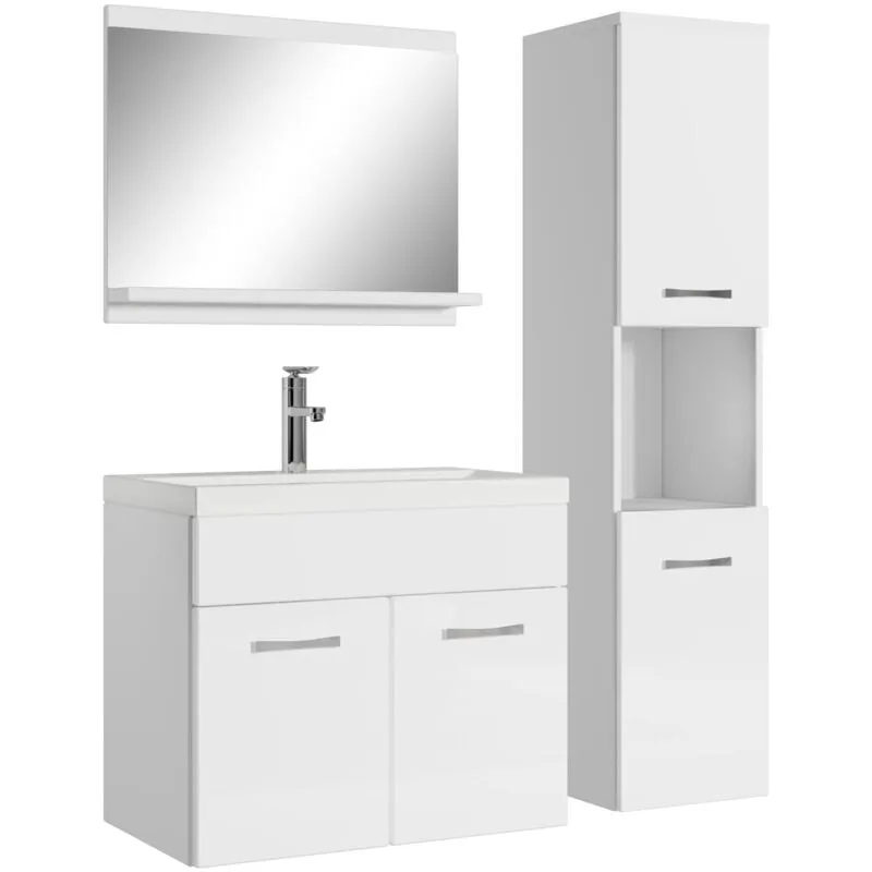 Badplaats - Mobile da bagno Montreal 60cm Bianco Lucido - armadio mobiletto lavabo - Wit met hoogglans witte fronten