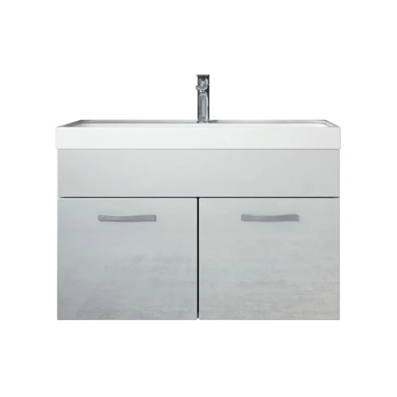 Badplaats - Mobile da bagno Paso 01 80cm Bianco Lucido - armadio mobiletto lavabo - Wit met hoogglans fronten