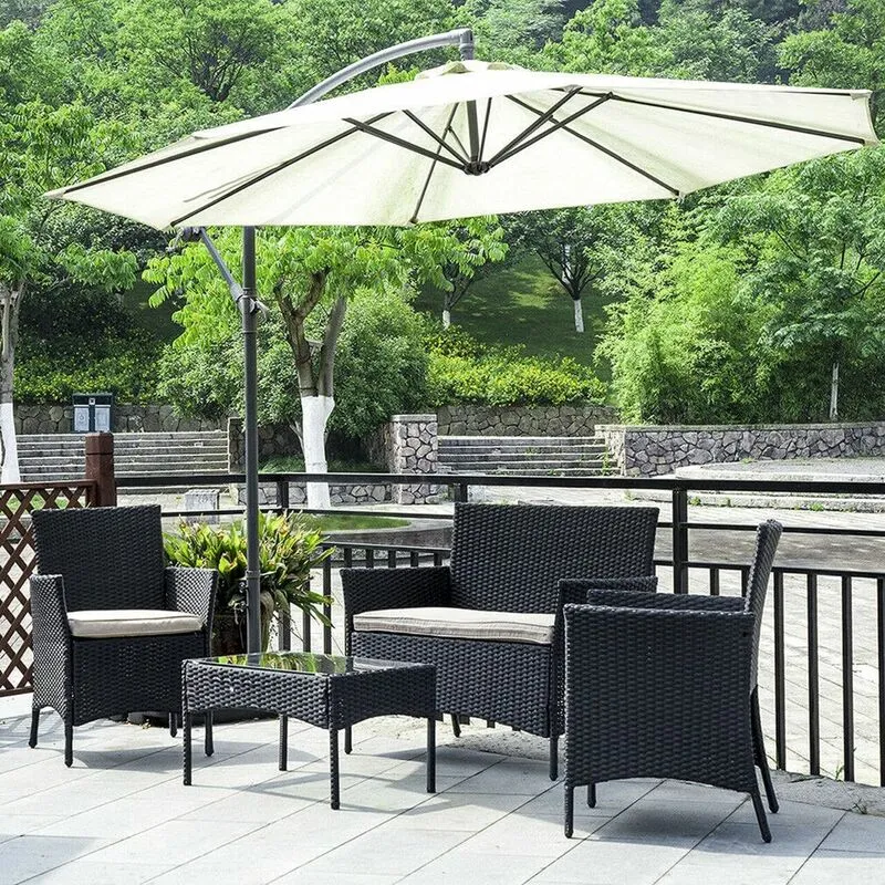 Mobili da giardino Bigzza - resina intrecciata in rattan imitazione - 4 posti e tavolino - 2 poltrone+1 divano+1 tavolo nero - Nero
