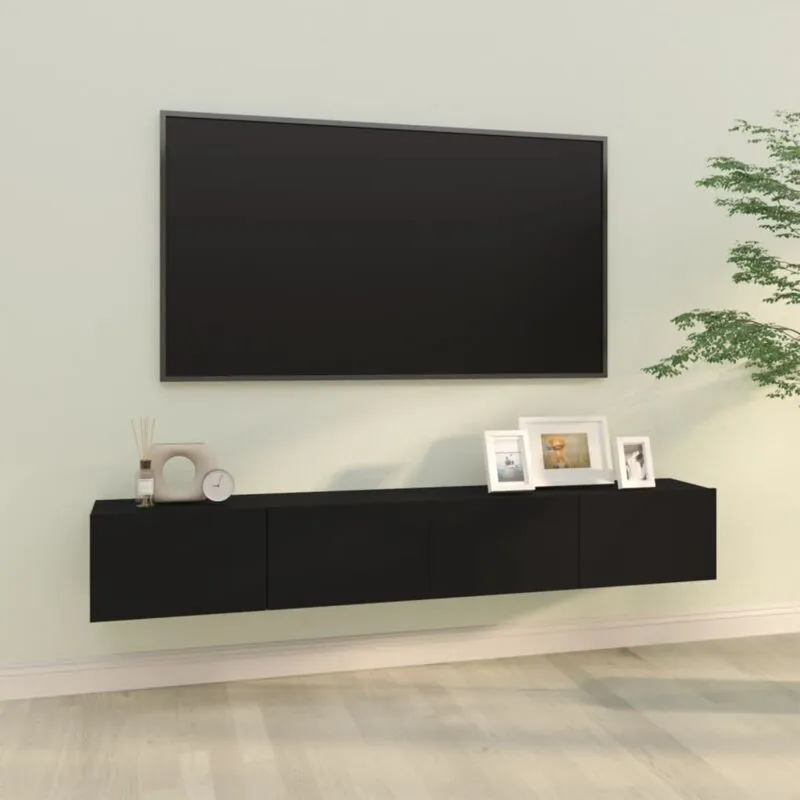 Mobili tv da Parete 2 pz Neri 100x30x30 cm Legno Multistrato - Vidaxl