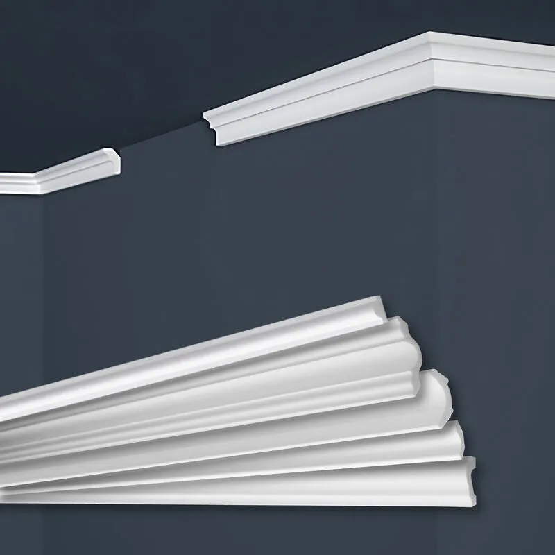 Marbet Design - Cornici in xps Polistirolo Bianco per Soffitto e Pareti, Modelli di Cornici E-Cornici: E-2 / 17x25mm, Modello di circa 20 cm
