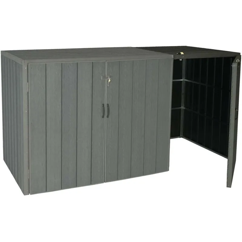  - non utilizzato] Modulo aggiuntivo per copribidoni box spazzatura rifiuti 040 Premium xl 105x79x117cm acciaio wpc grigio - grey