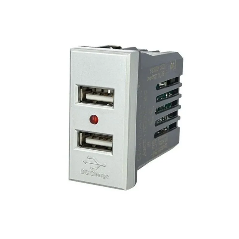 Modulo Caricatore 2 Porte usb 2,1A Silver Compatibile Bticino Axolute SD21760T