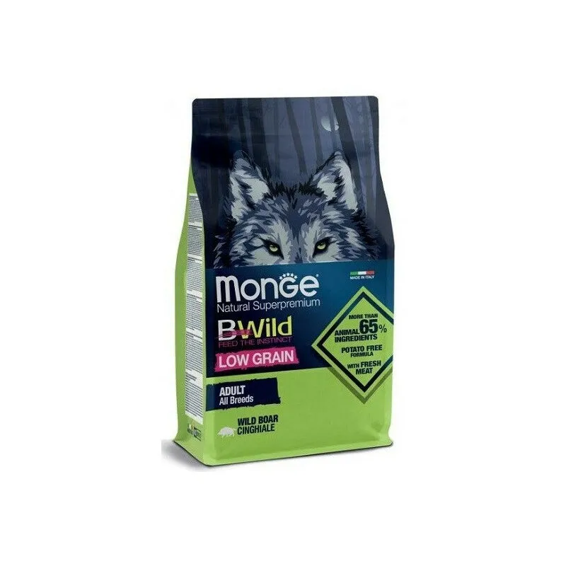 Monge - Natural Superpremium Bwild Low Grain per Cane Adult All Breeds con Cinghiale da 2,5 Kg