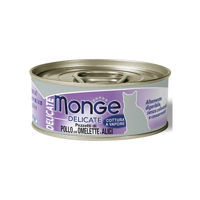 Monge - Natural Superpremium Delicate per Gatto da 80 gr Pollo con Omelette e Alici