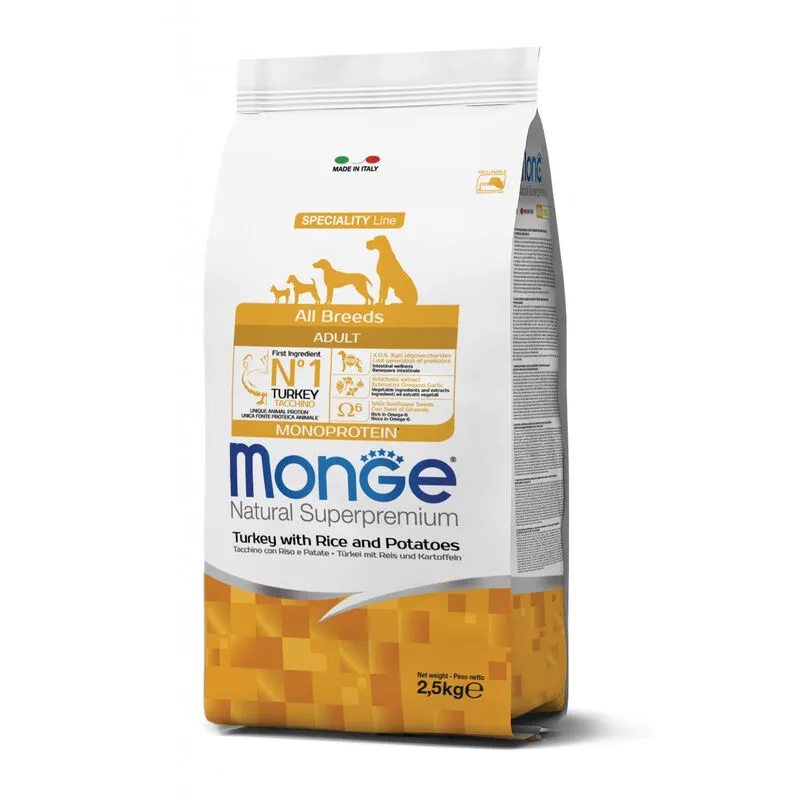 Monge - Natural Superpremium All breeds Adult Monoprotein Tacchino con Riso e Patate 2,5 kg