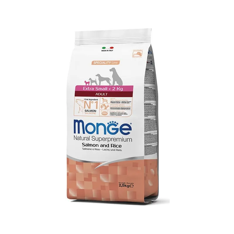 Monge Natural Cane Taglia Extra Piccola, Crocchette - Salmone 800gr