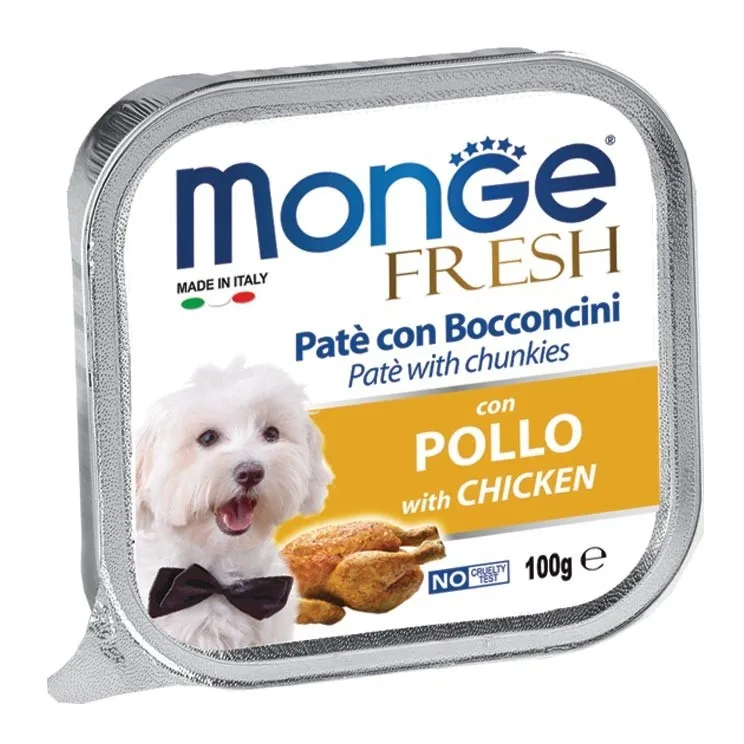 Fresh Patè e Bocconcini per Cane in Vaschetta da 100 gr Pollo - Monge