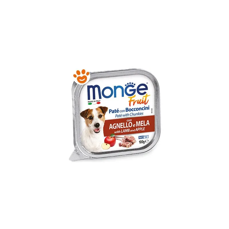 Monge Dog Fruit Adult Agnello e Mela - Vaschetta Da 100 Gr