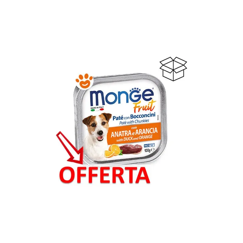 Monge - Dog Fruit Adult Anatra e Arancia - Vaschetta Da 100 Gr