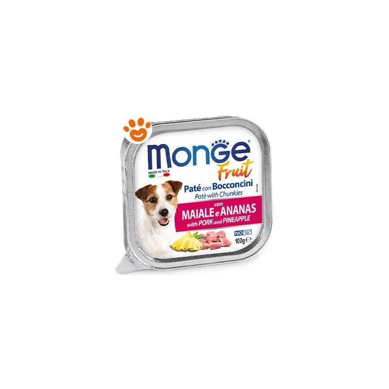 Monge - Dog Fruit Adult Maiale e Ananas - Vaschetta Da 100 Gr