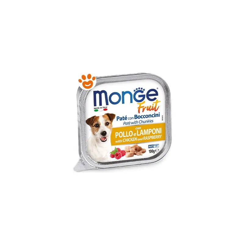 Monge - Dog Fruit Adult Pollo e Lamponi - Vaschetta Da 100 Gr