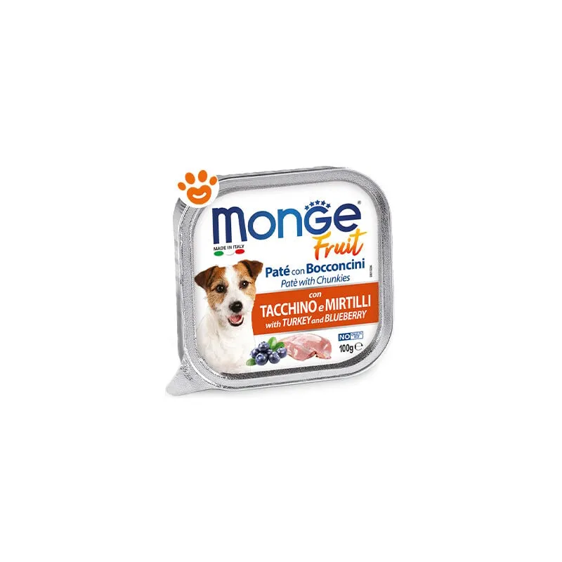 Monge - Dog Fruit Adult Tacchino e Mirtilli - Vaschetta Da 100 Gr