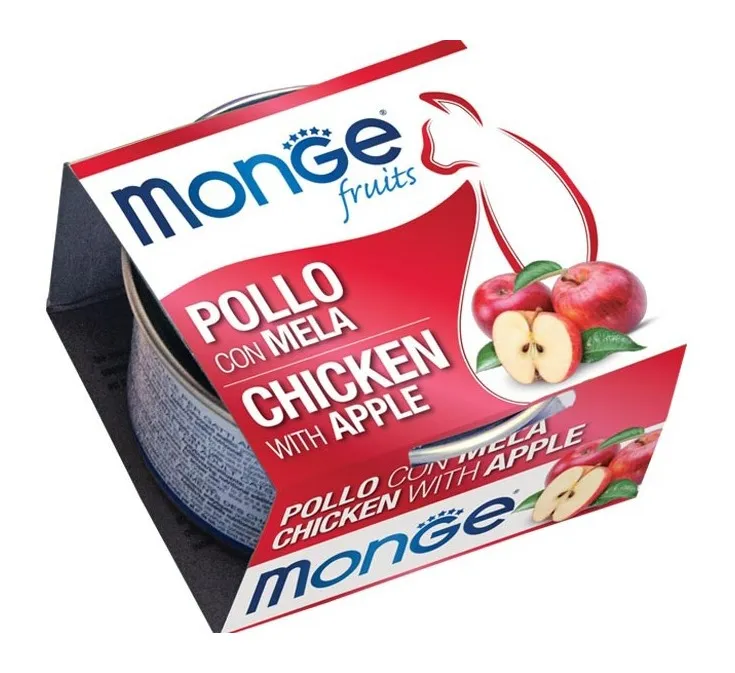 Monge - Natural Superpremium Fruits per Gatto da 80 gr Pollo e Mela