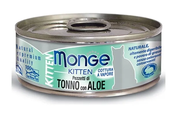 Natural Superpremium Jelly per Gatto Kitten con Tonno e Aloe da 80 gr - Monge