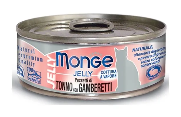 Natural Superpremium Jelly per Gatto da 80 gr Tonno e Gamberetti - Monge