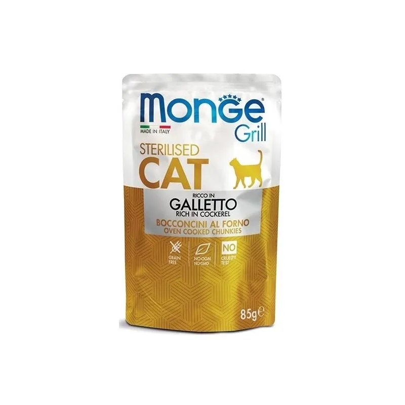 Monge - Grill per Gatto Adulto Sterilizzato da 85 Gr Galletto