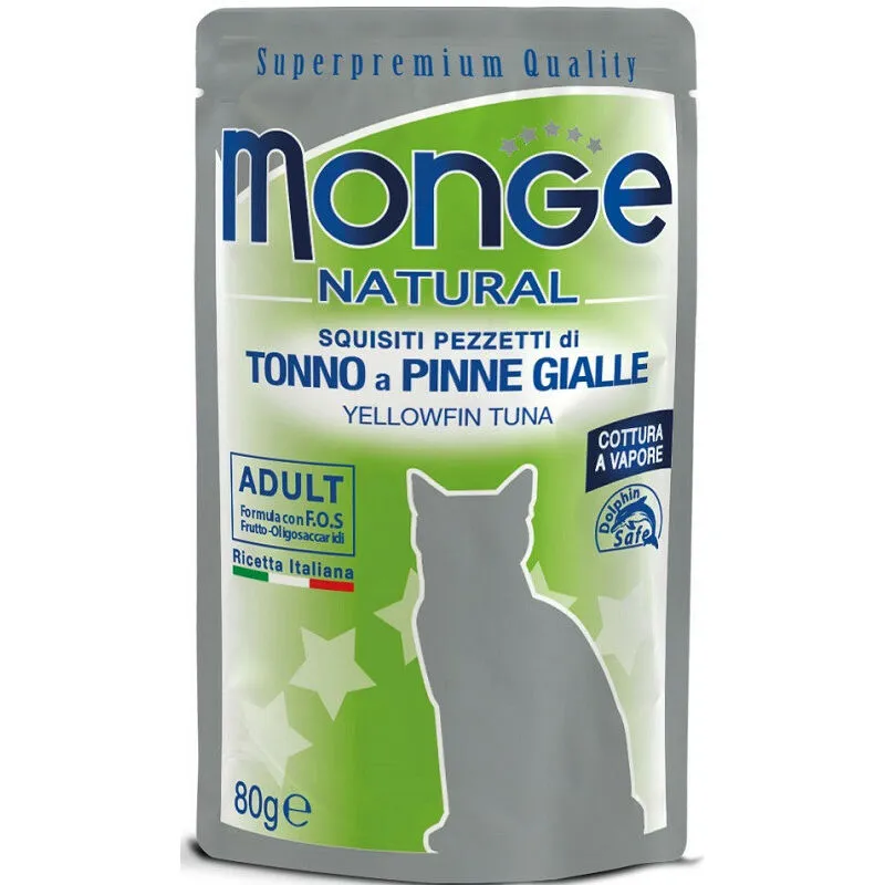 Natural Gatto in Busta da 80g Tonno Pinne Gialle - Monge