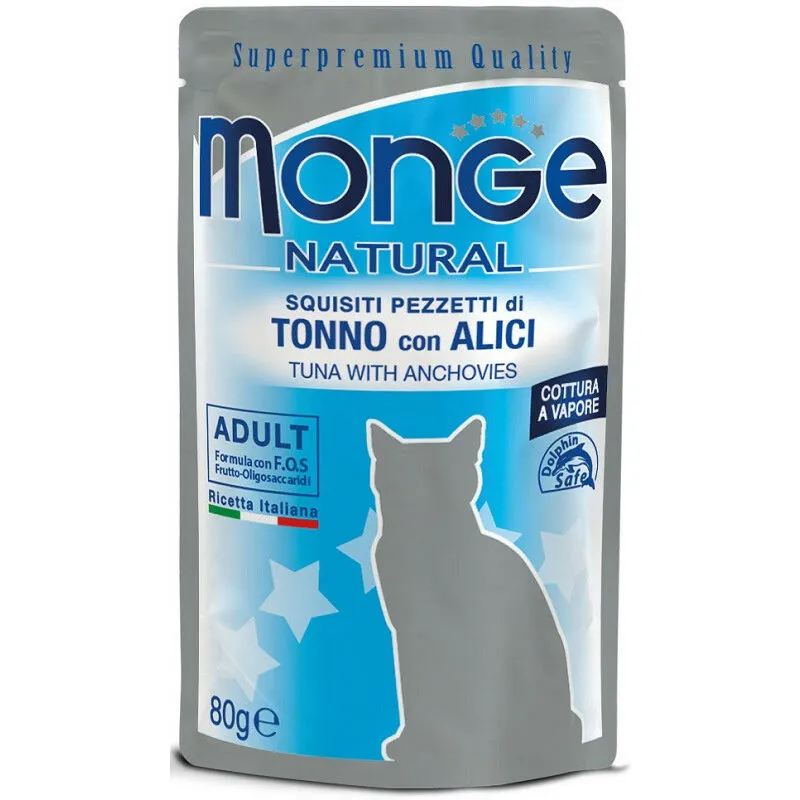 Monge - Natural Gatto in Busta da 80g Tonno e Alici