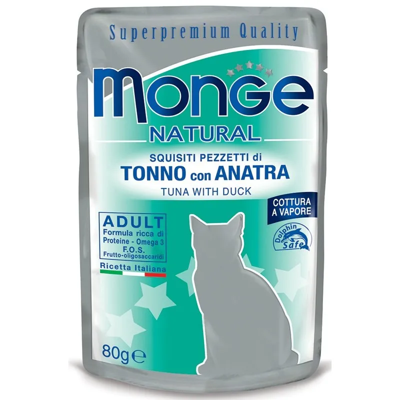 Natural Gatto in Busta da 80g Tonno e Anatra - Monge