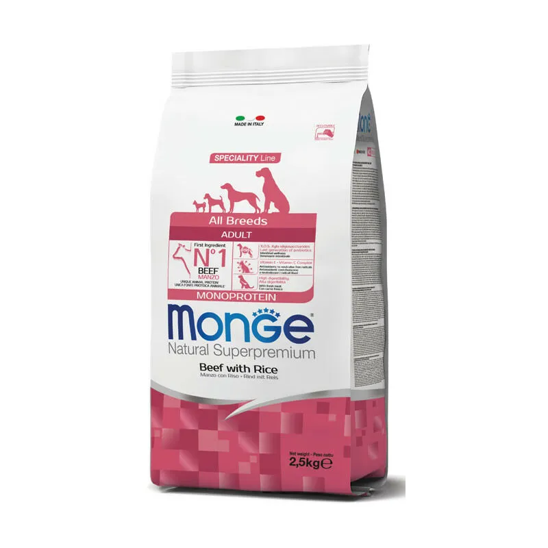 Monge - Natural Superpremium per Cane Adult All Breeds con Manzo e Riso da 12 Kg