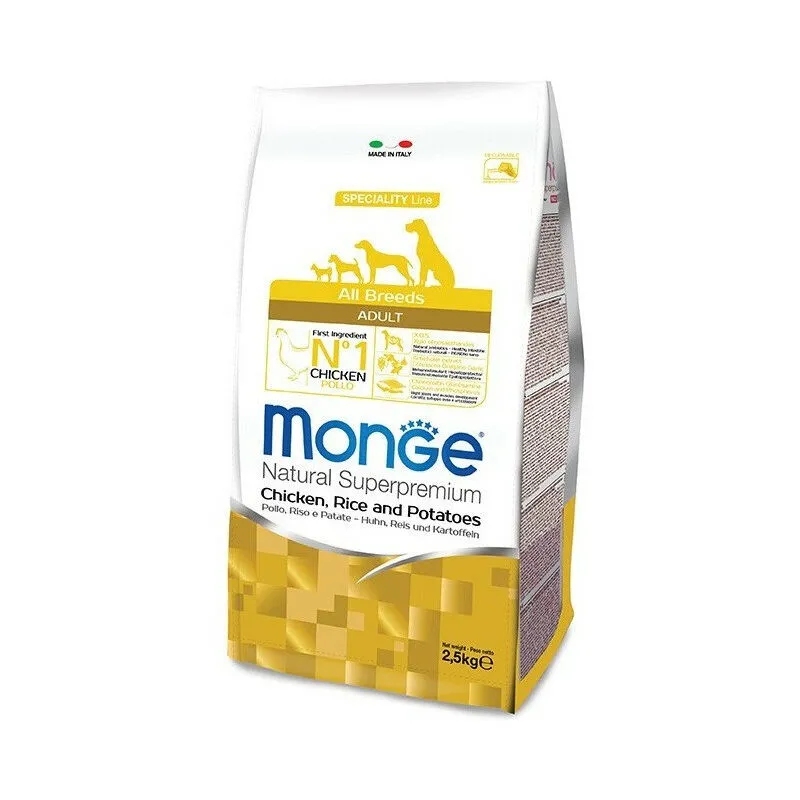 Natural Superpremium per Cane Adult All Breeds con Pollo Riso e Patate da 2,5 Kg - Monge