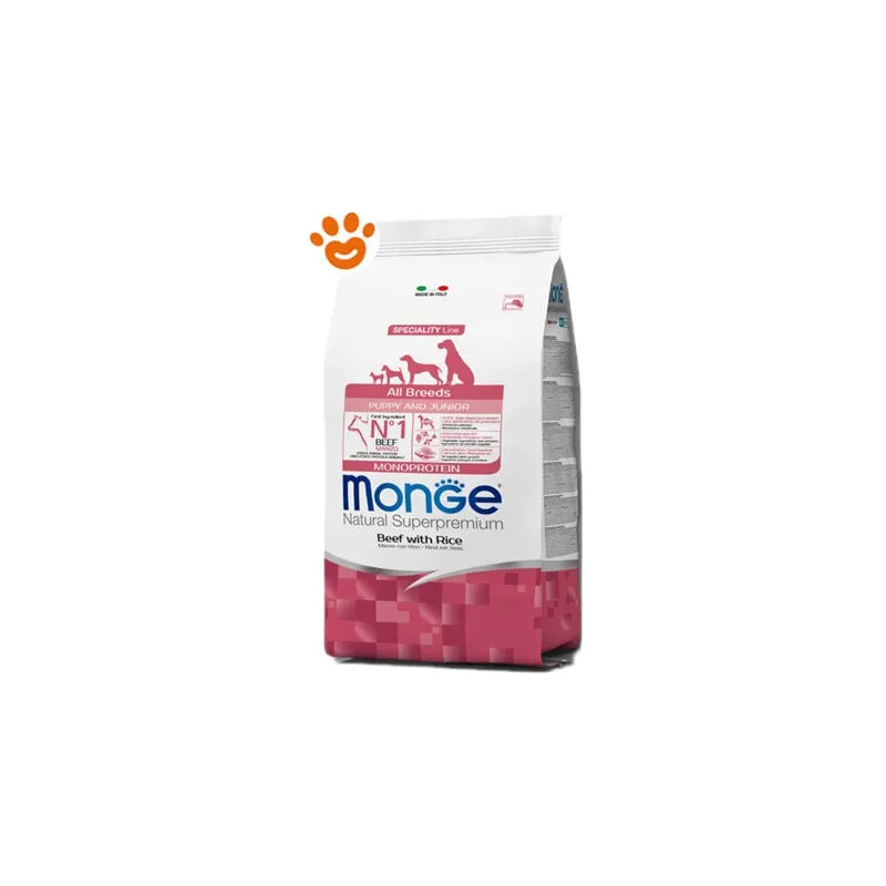 Dog Natural Superpremium All Breeds Puppy e Junior Manzo e Riso - Sacco da 12 kg - Monge