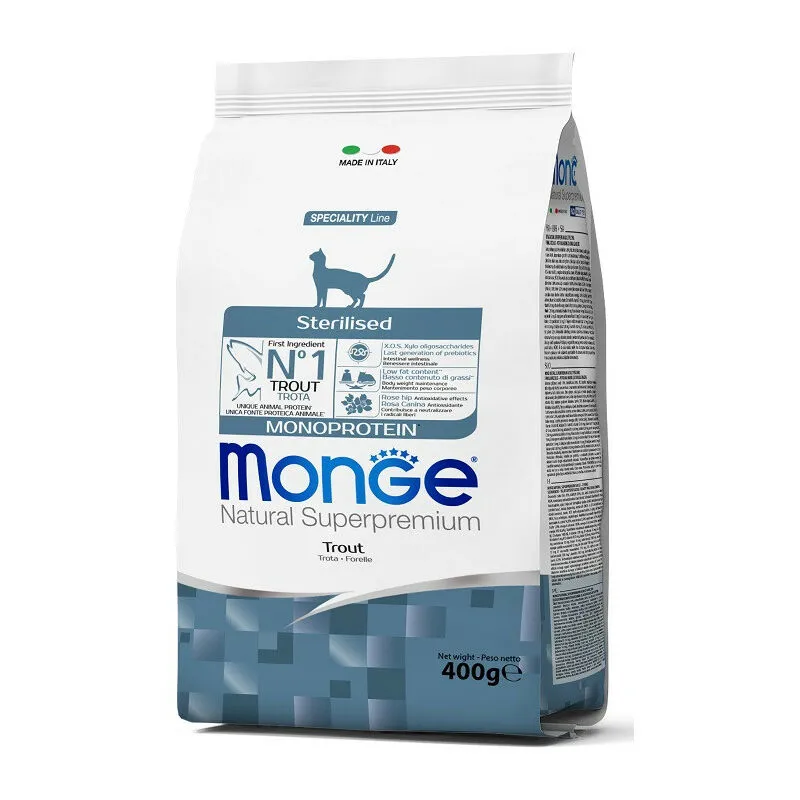 Natural Superpremium Monoprotein Sterilised con Trota per Gatto da 400 gr - Monge