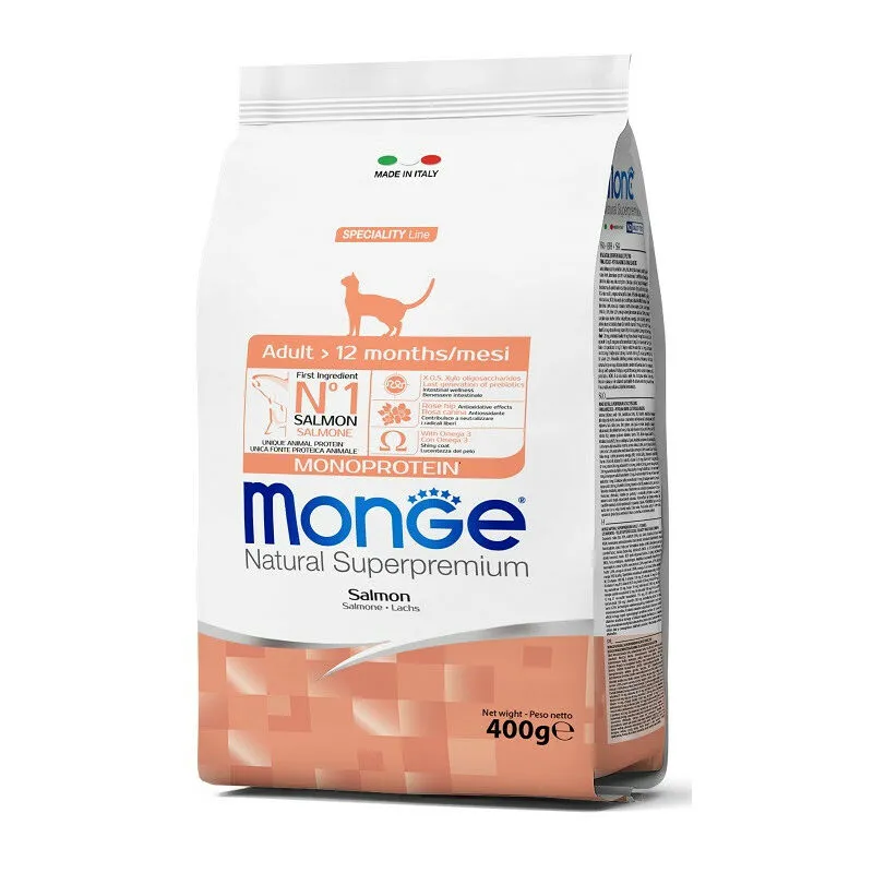 Natural Superpremium Monoprotein Adult con Salmone per Gatto da 400 gr - Monge