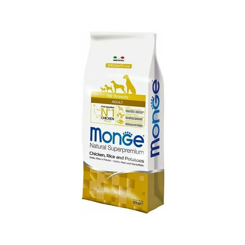 Monge - superpremium 12 kg crocchette per cani lunga scadenza gusto: pollo adult