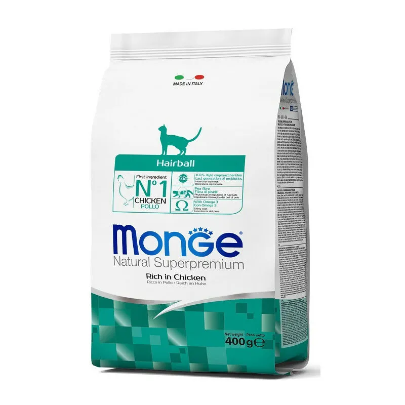 Monge - Natural Superpremium Hairball per Gatto Ricco di Pollo da 400 gr