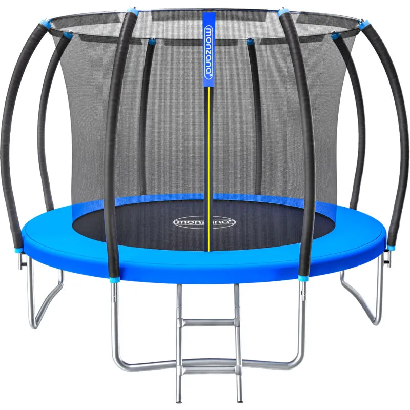 Monzana - Trampolino Elastico ø 244/305 cm Certificato tüv Rheinland gs Tappeto con Set Completo Rete di Sicurezza Scaletta Interno 305cm