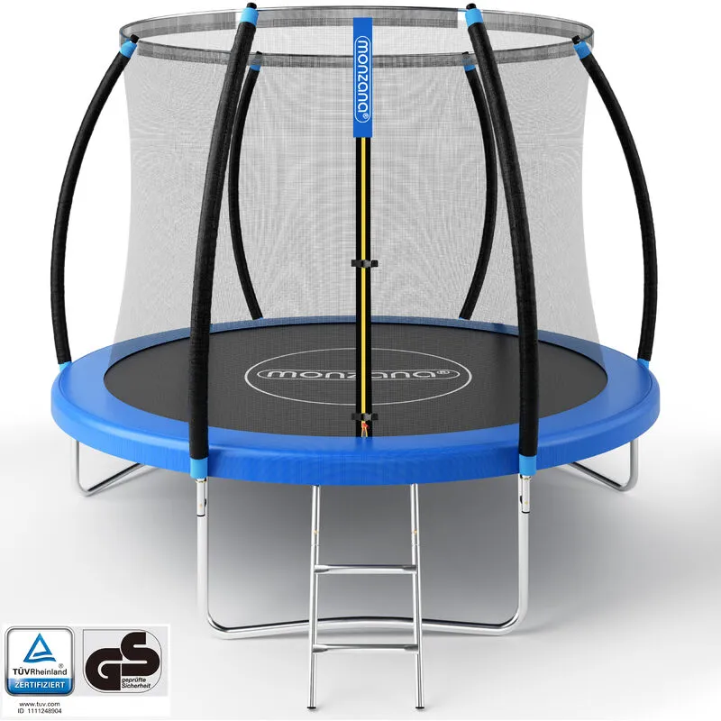 Monzana - Trampolino Elastico ø 244/305 cm Certificato tüv Rheinland gs Tappeto con Set Completo Rete di Sicurezza Scaletta Interno 244cm