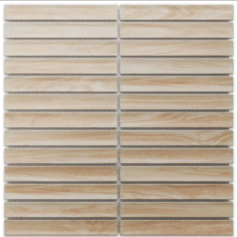 Mosaico in ceramica su rete per bagno o cucina 29.6cm x 30.0cm - Light wood piano