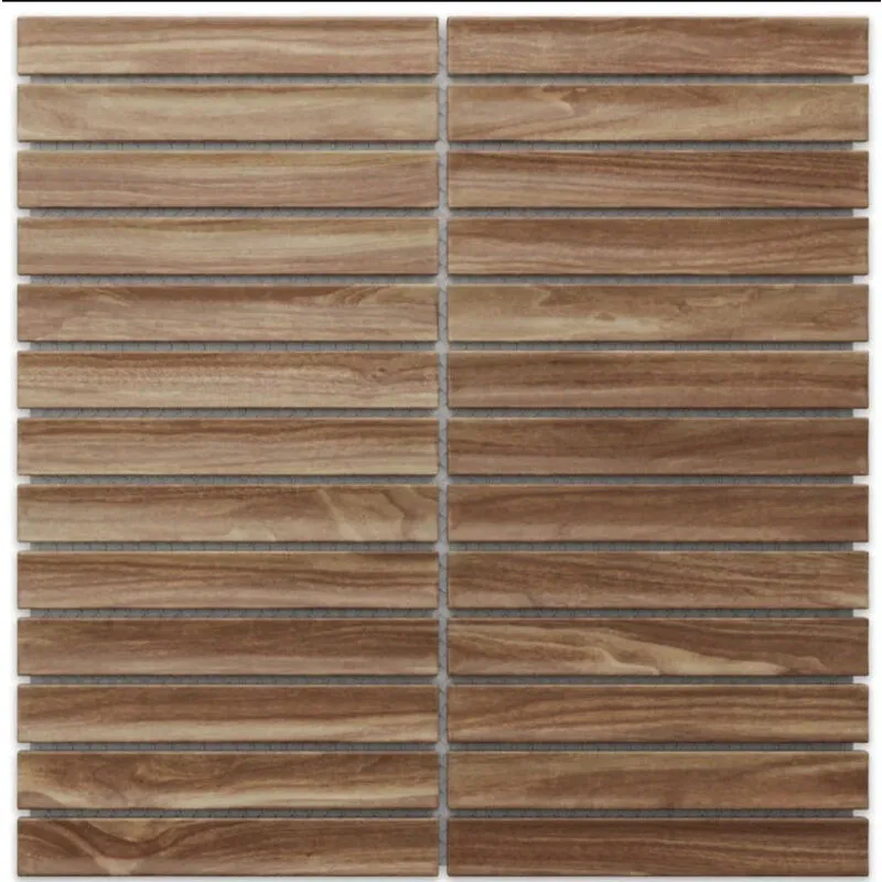 Mosaico in ceramica su rete per bagno o cucina 29.6cm x 30.0cm - Dark wood piano