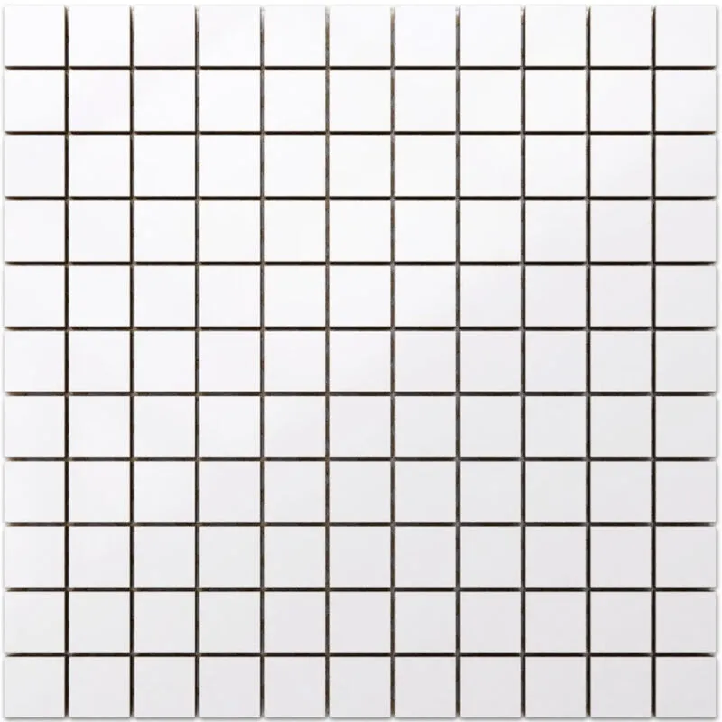 Mosaico in ceramica su rete per bagno o cucina 30 cm x 30 cm - White appeal