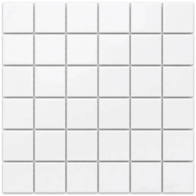 Mosaico in ceramica su rete per bagno o cucina 30cm x 30cm - White Chaturanga