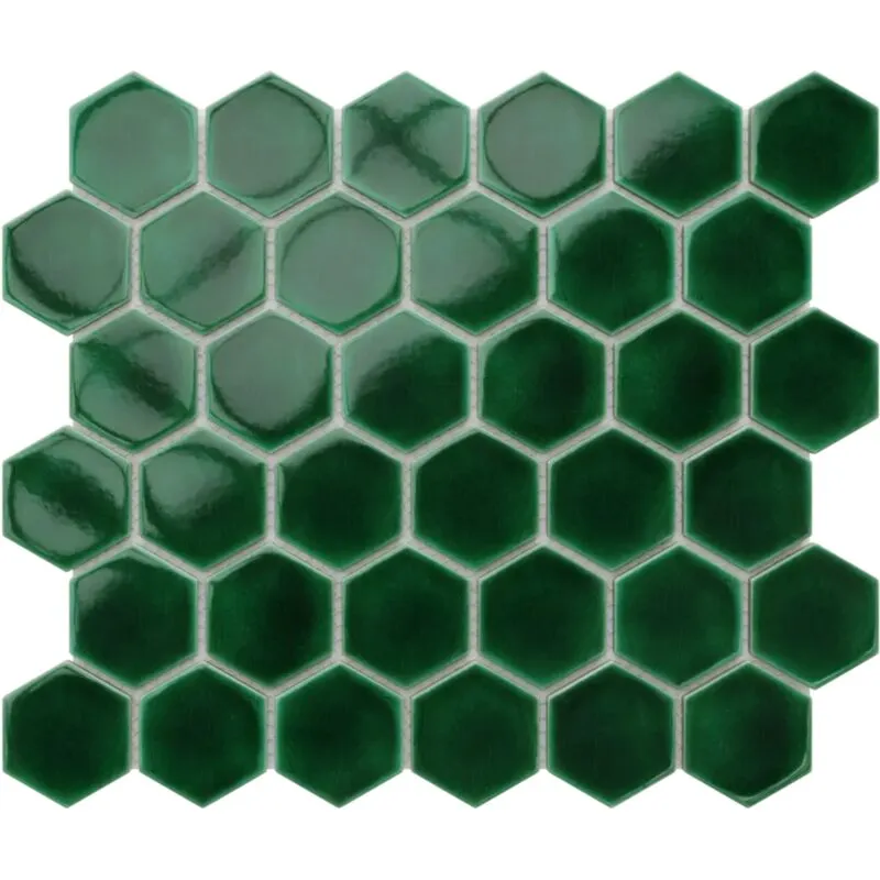 Mosaico in ceramica su rete per bagno o cucina 32.3cm x 27.7cm - Deep Green