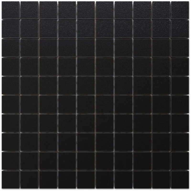 Ilcom - Mosaico in gres su rete per bagno o cucina 30 cm x 30 cm - Black chalk