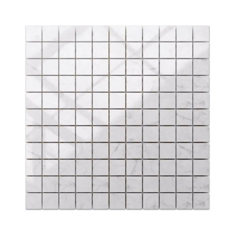 Ilcom - Mosaico in pietra naturale su rete per bagno o cucina 30 cm x 30 cm - Carrara