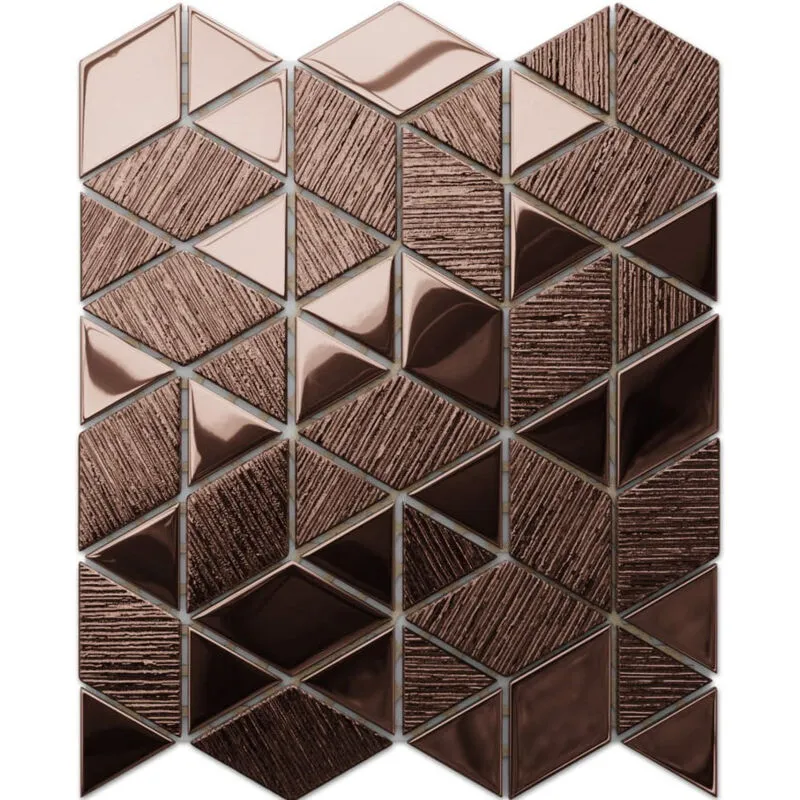 Ilcom - Mosaico in vetro su rete per bagno e cucina 26.3cm x 30.3cm - Copper Wood