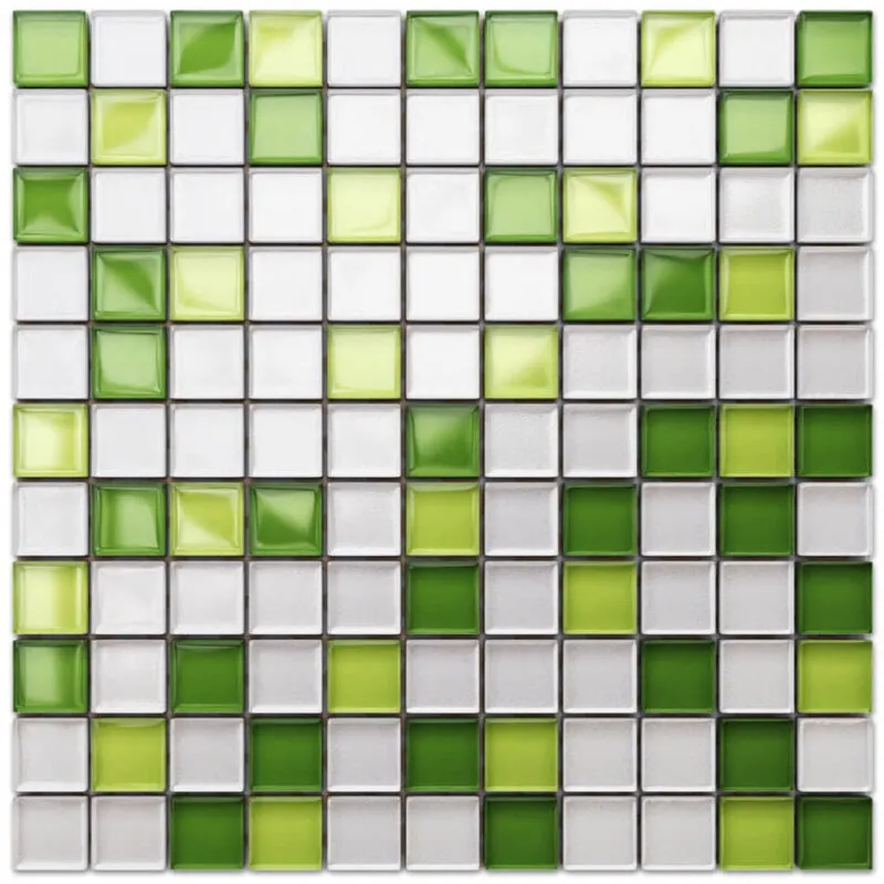 Mosaico in vetro su rete per bagno e cucina 30cm x 30cm - Apple marshmallow