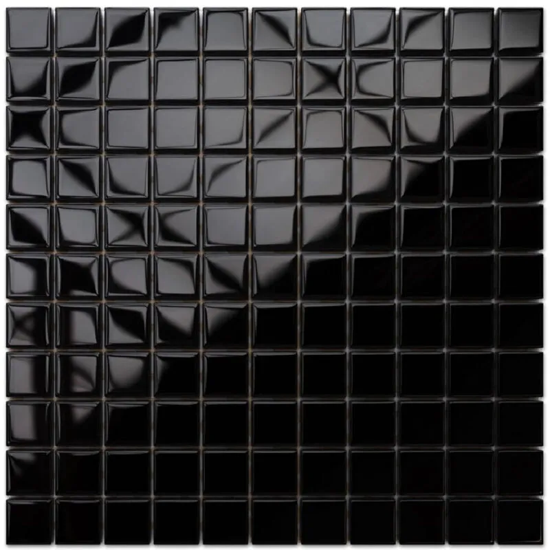 Mosaico in vetro su rete per bagno e cucina 30cm x 30cm - Black Absolut