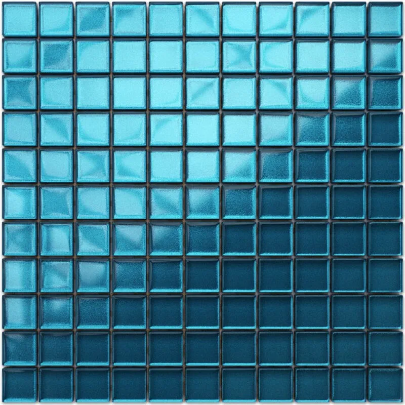 Mosaico in vetro su rete per bagno e cucina 30cm x 30cm - Blue metal