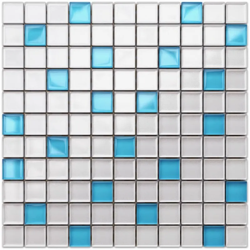 Mosaico in vetro su rete per bagno e cucina 30cm x 30cm - Blue sparks