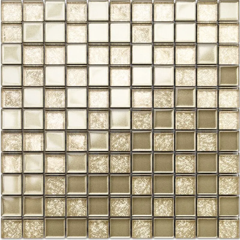 Mosaico in vetro su rete per bagno e cucina 30cm x 30cm - Golden sunshine