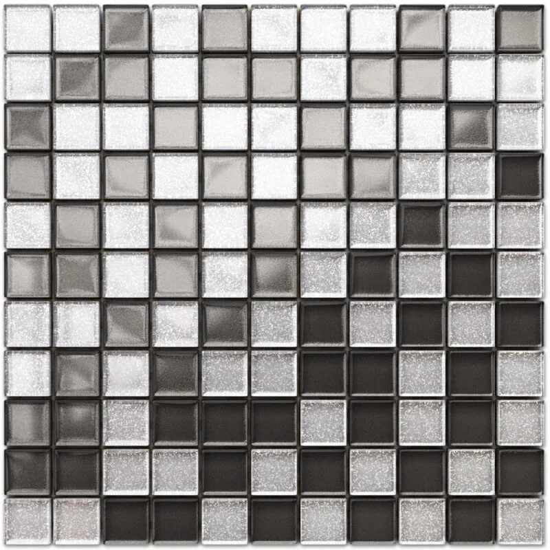 Mosaico in vetro su rete per bagno e cucina 30cm x 30cm - Graphite Diamond